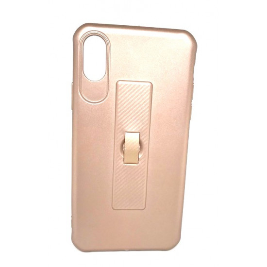 Silicone Case Motomo With Finger Ring For Apple Iphone X (5.5 ) Pink Gold